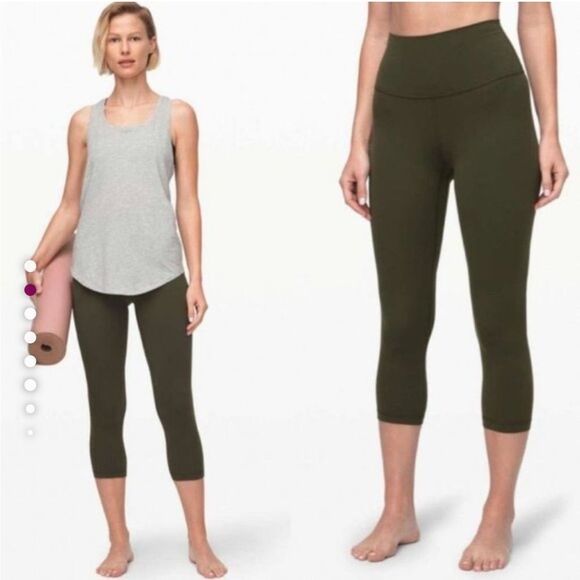 Lululemon Align Crop Legging Dark Olive Green - Picture 1 of 8